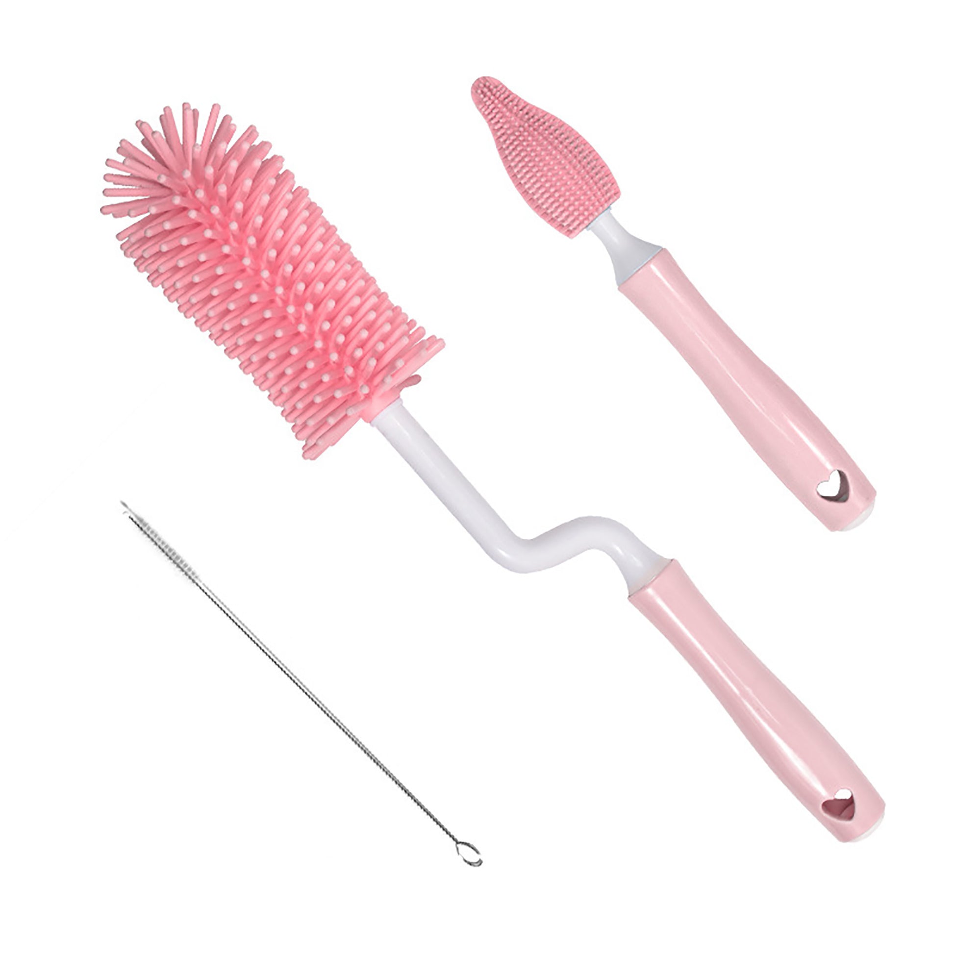 Silicone Baby Bottle Brush with Straw Cleaner - Soft Bristles for Gentle, Thorough Cleaning - Teintes Câlines