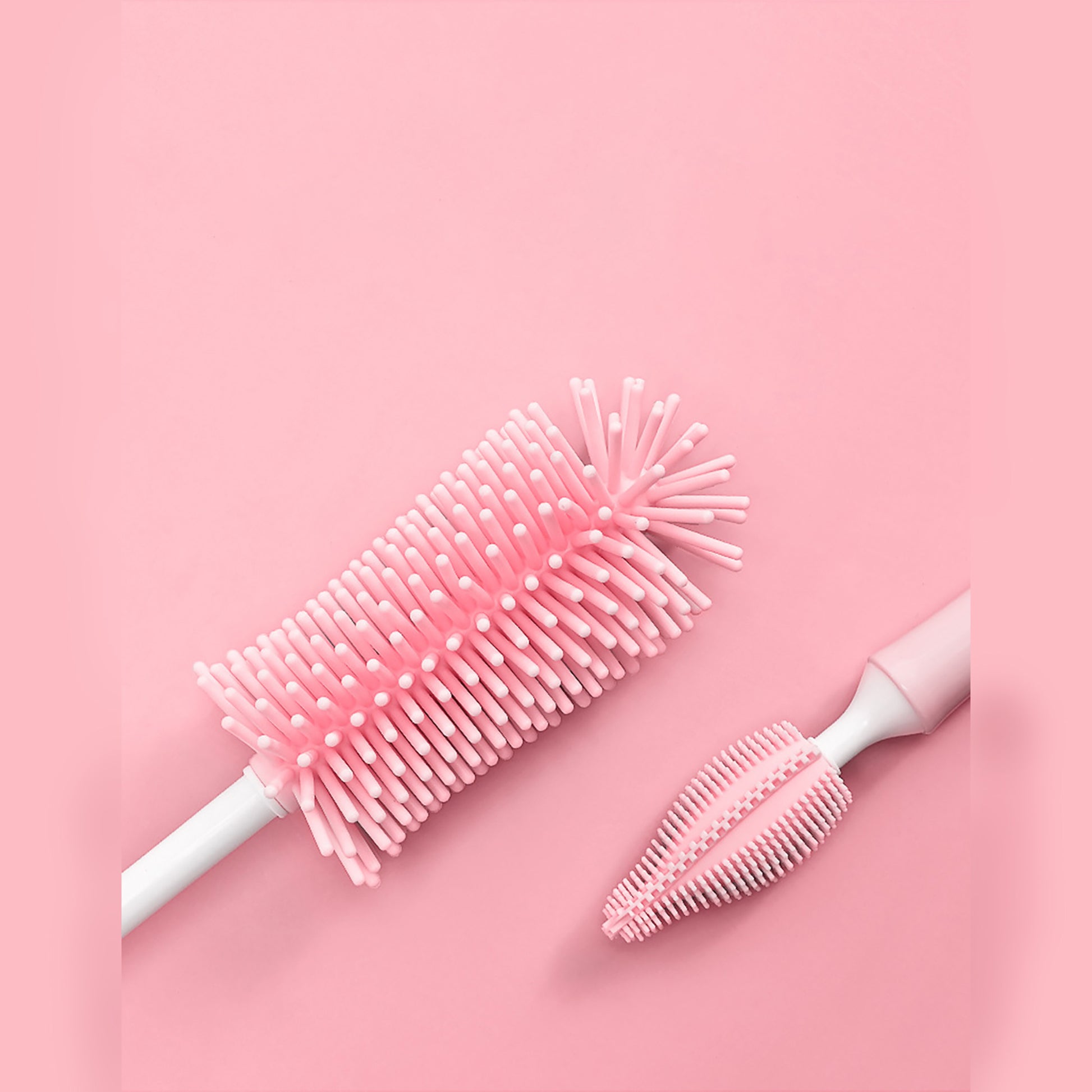 Silicone Baby Bottle Brush with Straw Cleaner - Soft Bristles for Gentle, Thorough Cleaning - Teintes Câlines