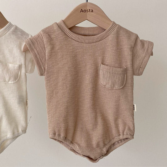 Summer Baby Romper and T-Shirt Set - Cotton Casual Solid Color Baby Clothes - Teintes Câlines