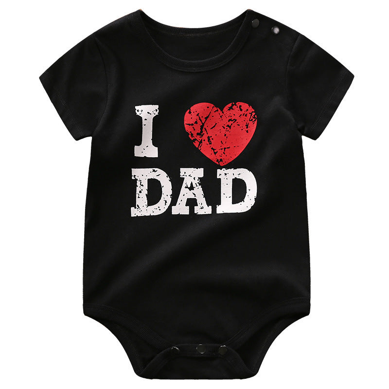 Unisex Baby Short Sleeve Romper - "Love Mom" and "Love Dad" Cotton Onesie - Teintes Câlines