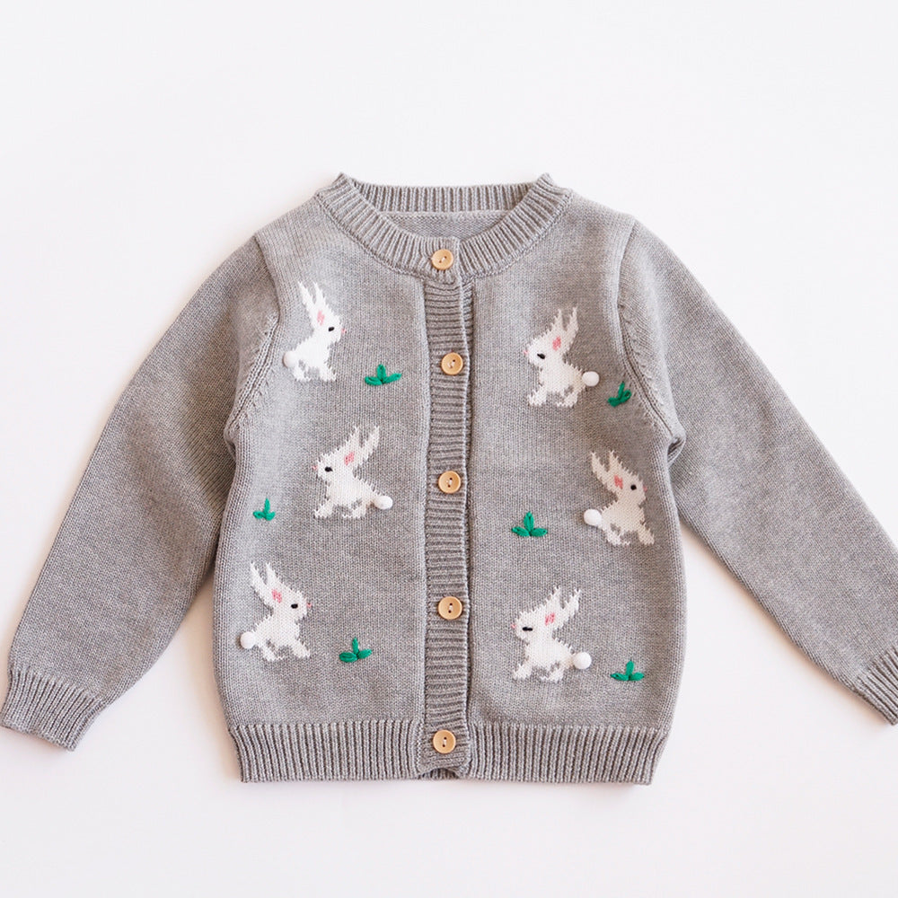 Children's Knitted Cardigan - Baby Girls' Autumn and Winter Sweater - Teintes Câlines