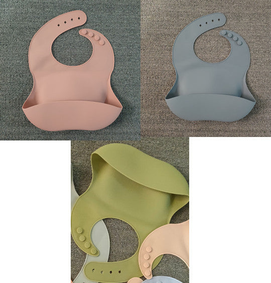 Soft Waterproof Silicone Baby Bib with Food Catcher – Adjustable and Easy to Clean Feeding Bib - Teintes Câlines