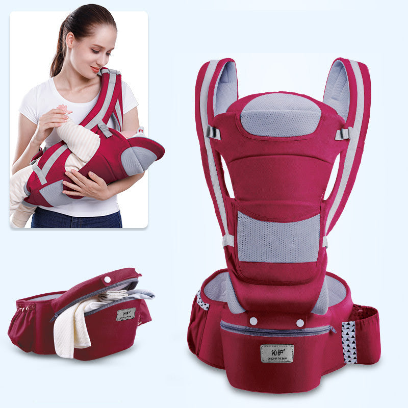 Ergonomic Baby Carrier 3-in-1: Infant Hipseat, Front-Facing Kangaroo Wrap Sling - Teintes Câlines