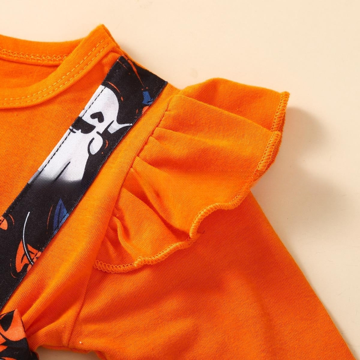 Halloween Flounced Sleeve Baby Romper - Two-Piece Design - Teintes Câlines