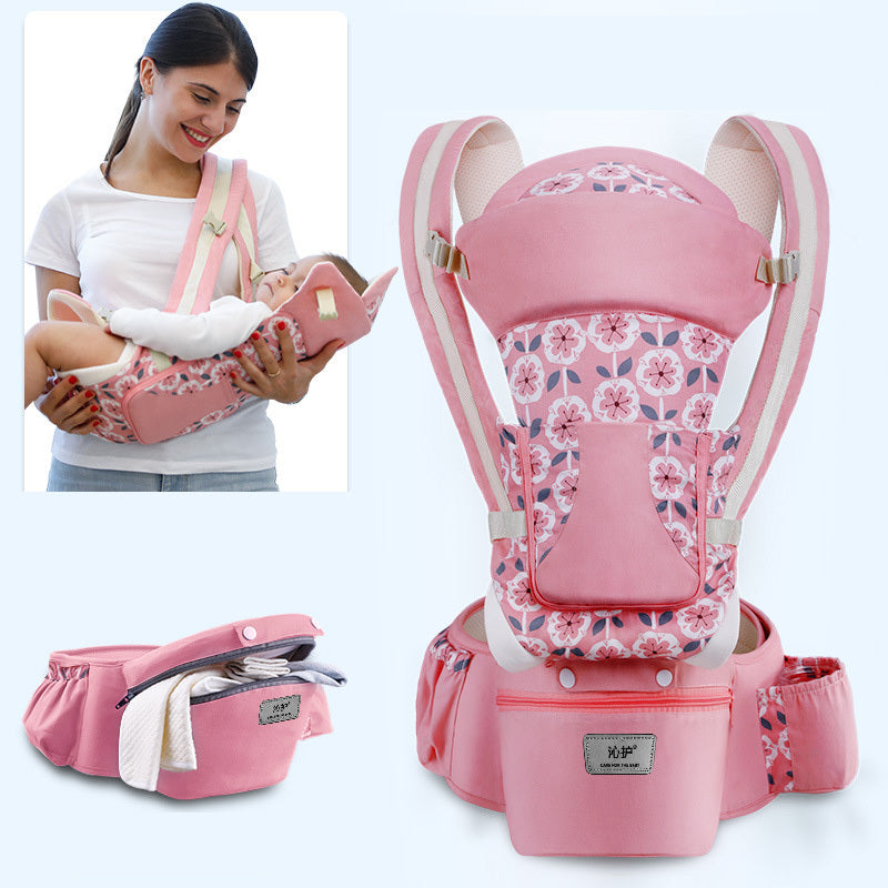 Ergonomic Baby Carrier 3-in-1: Infant Hipseat, Front-Facing Kangaroo Wrap Sling - Teintes Câlines