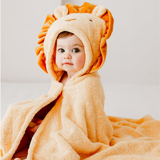 Fleece Bath Towel – Lion, Koala, Rabbit, Shark, and Unicorn Baby Towel - Teintes Câlines