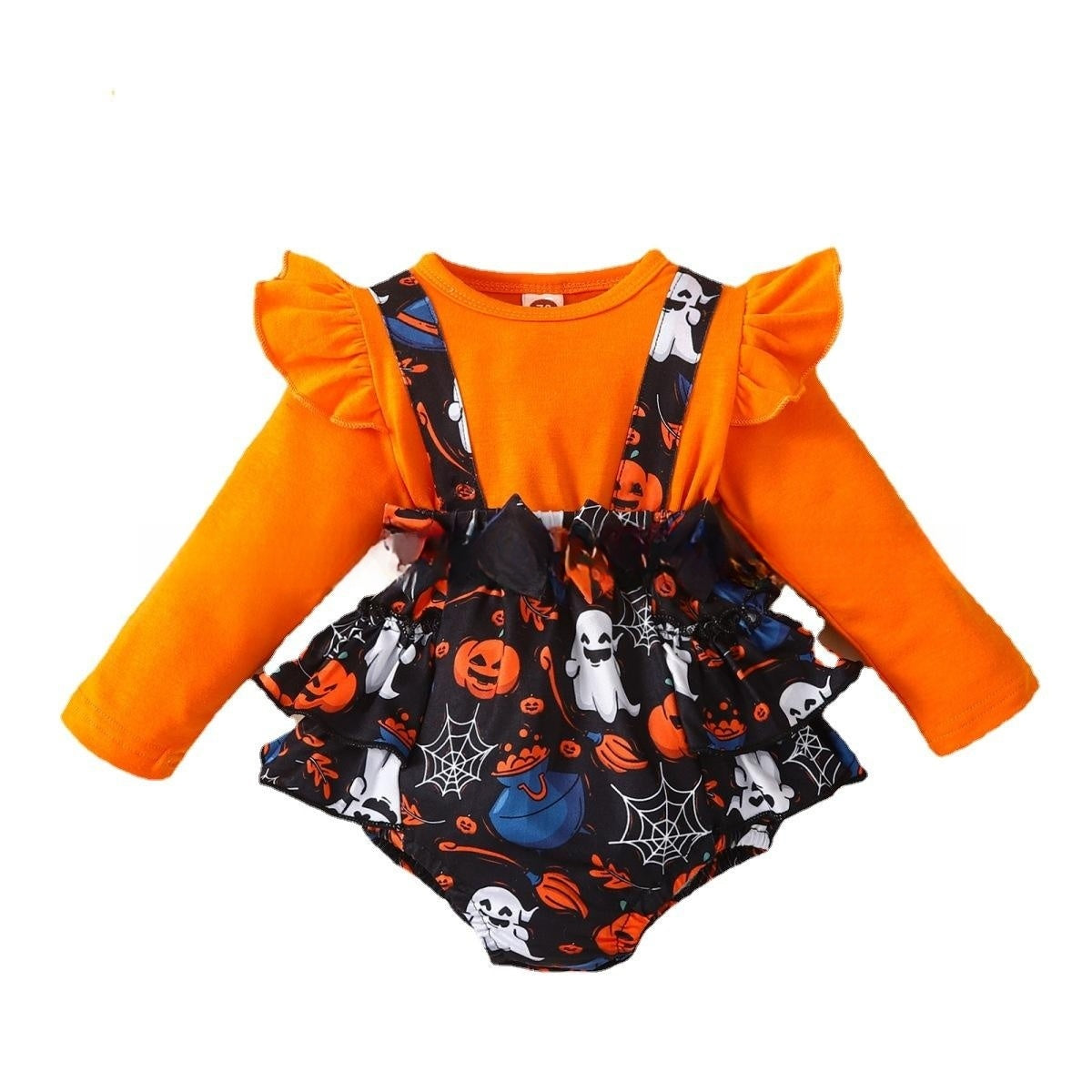 Halloween Flounced Sleeve Baby Romper - Two-Piece Design - Teintes Câlines