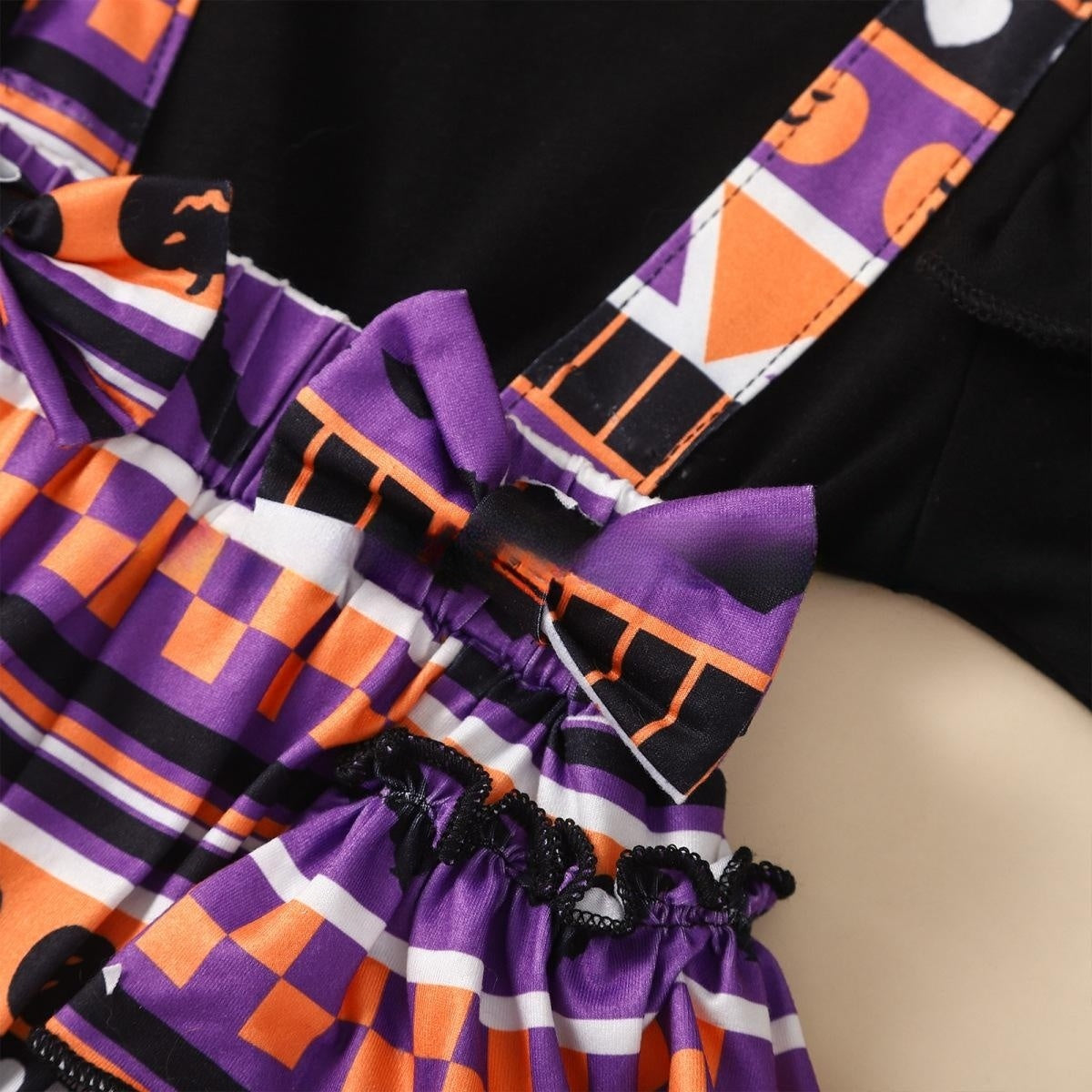 Halloween Flounced Sleeve Baby Romper - Two-Piece Design - Teintes Câlines