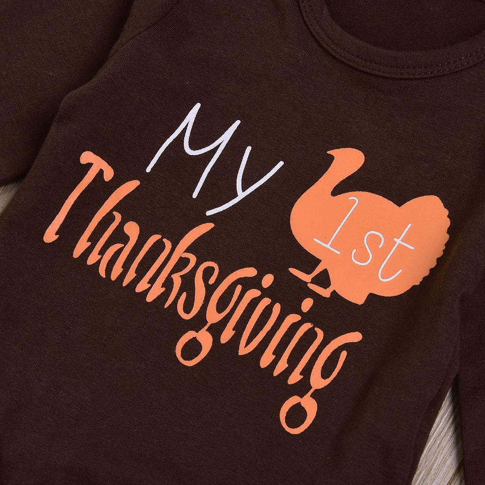 Baby Thanksgiving Turkey Three-Piece Suit - Perfect for Holiday Celebrations - Teintes Câlines