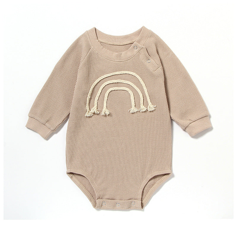 Spring & Autumn Baby Romper – Long Sleeve Waffle Cotton Onesie for Newborns - Teintes Câlines