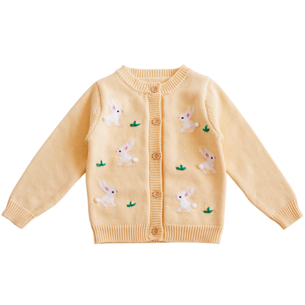 Children's Knitted Cardigan - Baby Girls' Autumn and Winter Sweater - Teintes Câlines