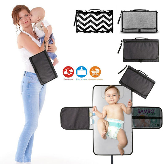 Portable Foldable Baby Diaper Changing Mat – Waterproof Travel Nappy Changing Mat with Storage Bag - Teintes Câlines